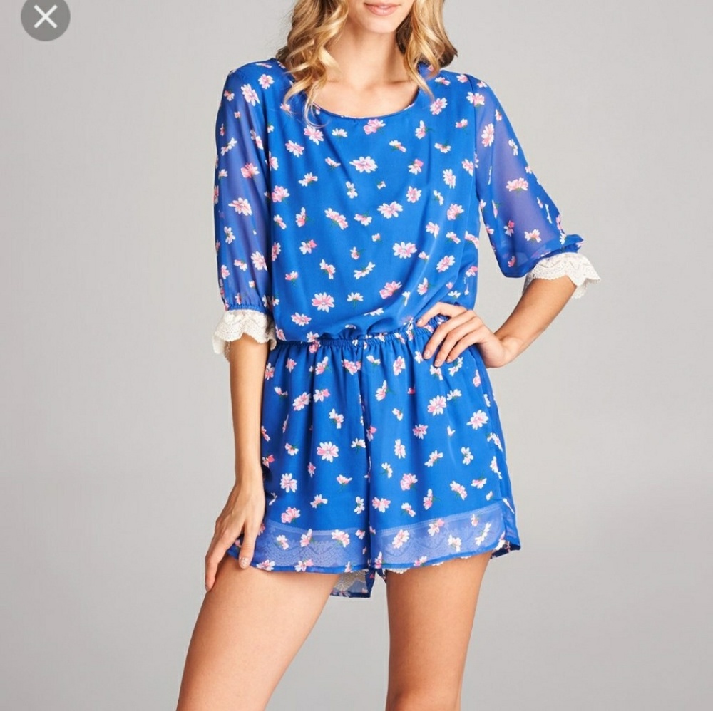 SOLD Royal blue and red romper - Picture 1 of 6